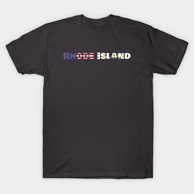 Rhode Island State Flag/ American Flag logo T-Shirt by ElevenGraphics